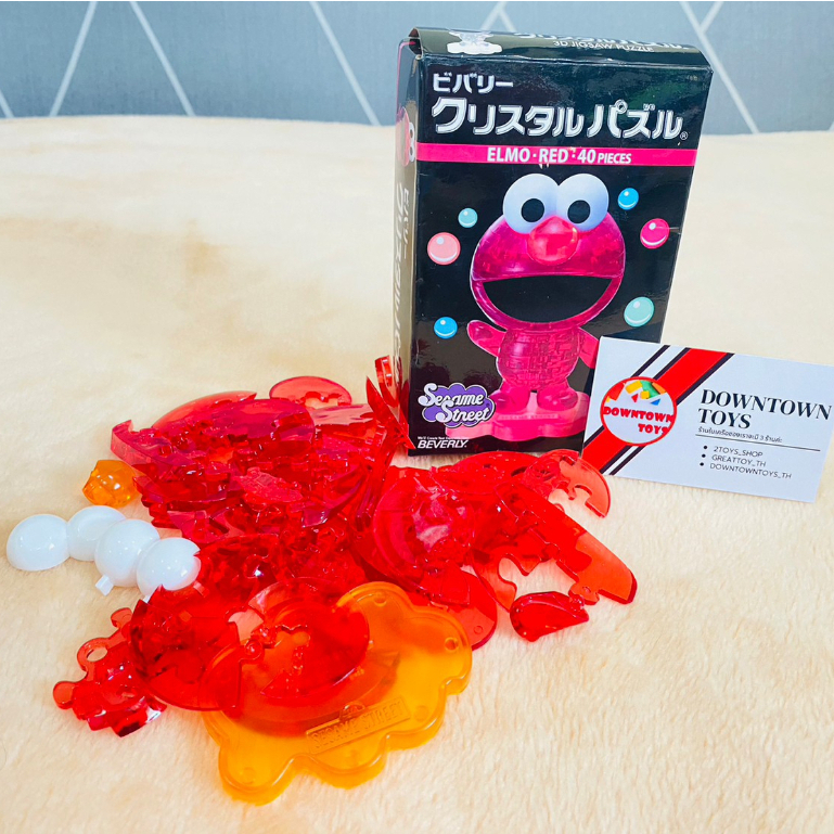 เอลโม่-ของเล่นตัวต่อสามิติ-3d-crystal-puzzle-cookie-monster-คุกกี้มอนสเตอร์-elmo-เอลโม่-ของแท้100-จากญี่ปุ่น