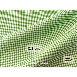 ผ้าลายสก๊อตเขียวเข้ม C017 ผ้าคอตตอน 100%  ผ้าคอตตอนทวิล ผ้านำเข้า ผ้าเมตร ผ้าคอตตอนนอก ผ้าลายน่ารัก  พร้อมส่ง