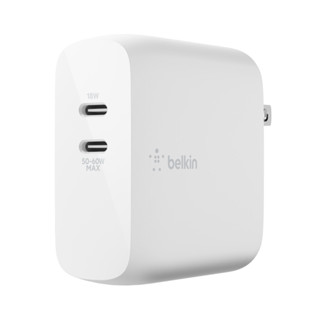 BELKIN Adapter 2 Ports Type-C Charger  (68W,WCH003dqWH) White