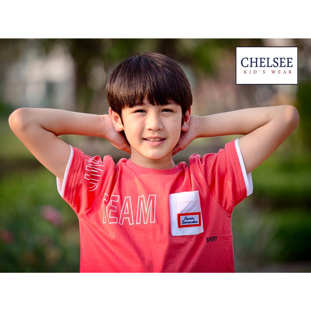 chelsee-เสื้อยืดคอกลม-เด็กผู้ชาย-รุ่น-127851-ลาย-never-give-up-อายุ-3-11ปี-ผ้า-100-cotton-ผ้านุ่ม-เสื้อผ้าแฟชั่นเด็กโต