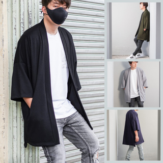 NEW COLORS!🔥 เสื้อคลุมกิโมโน 4 กระเป๋า Oversize Long Black Kimono Cardigan [P]