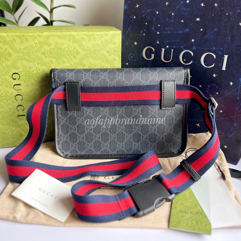 ของแท้-new-gucci-supreme-belt-bag-สีดำ-ยอดนิยม