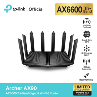 ภาพหน้าปกสินค้าTP-Link Archer AX90 เราเตอร์ AX6600 Tri-Band Gigabit เราเตอร์ Wi-Fi 6 เทคโนโลยี Beamforming พร้อม 8 เสาสัญญาณคุณภาพสูง ที่เกี่ยวข้อง