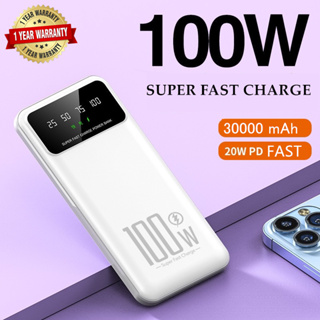 Powerbank 30000mAh ชาร์จเร็ว Fast Charge ของแท้ 100% LCD With Flash Light ช่องTypeC แบตสำรอง พาว์เวอร์แบงค์ ประกัน 1ปี