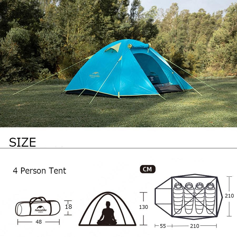 naturehike-nh18z044-p-p-series-aluminum-pole-tent-เต็นท์-new-color-4-man-dark-green