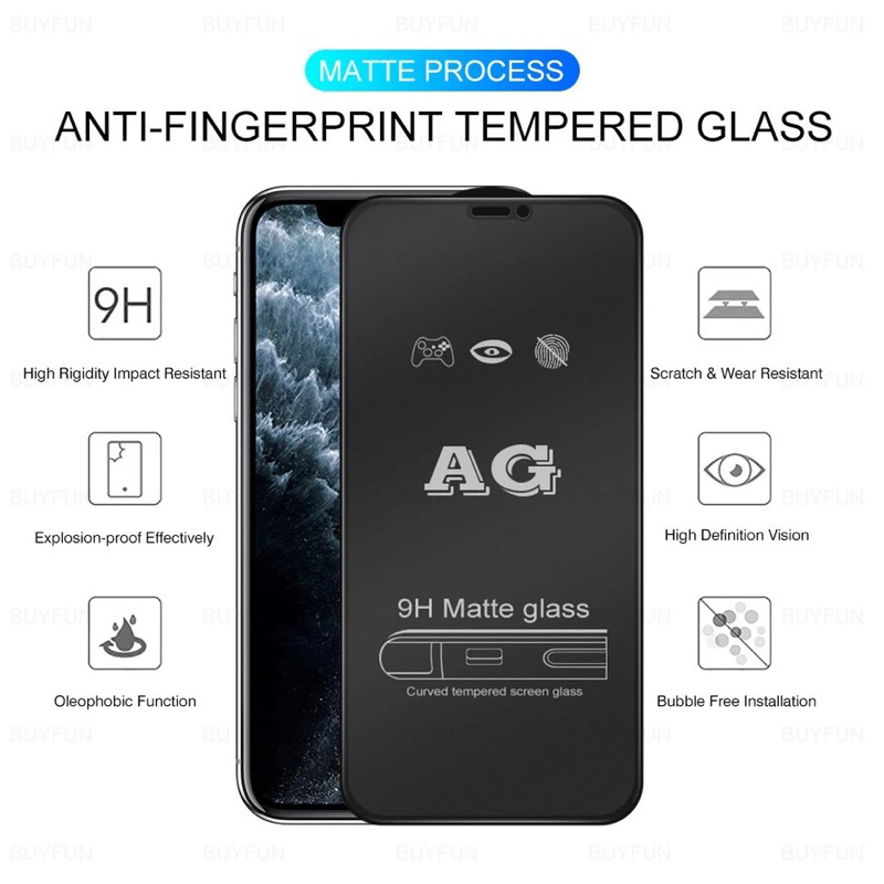 ฟิล์มกระจกเต็มจอด้านสำหรับไอโฟน14-13-12-11ทุกรุ่น-ฟิล์มกระจกip6-7-8-x-xs-xsmax-xr-tempered-glass-anti-fingerprint