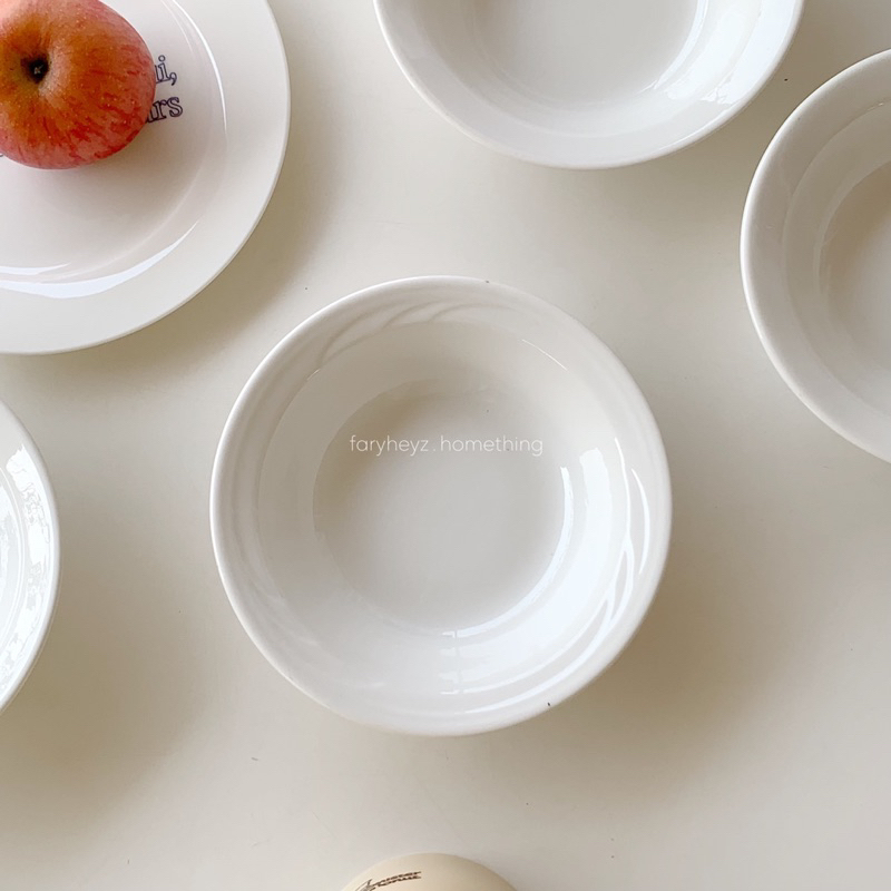 ถ้วยเซรามิค-ทานโยเกิร์ต-ซีเรียล-ทรงมินิมอล-minimal-white-bowl-faryheyz