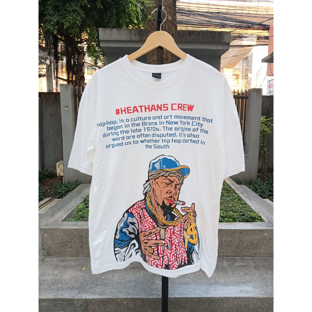 เสื้อยืดhiphop-แนวสตรีท-ผ้าคอตตอน-ทรงโอเวอร์ไซส์-งานสกรีน-ไมใช่งานพิมพ์