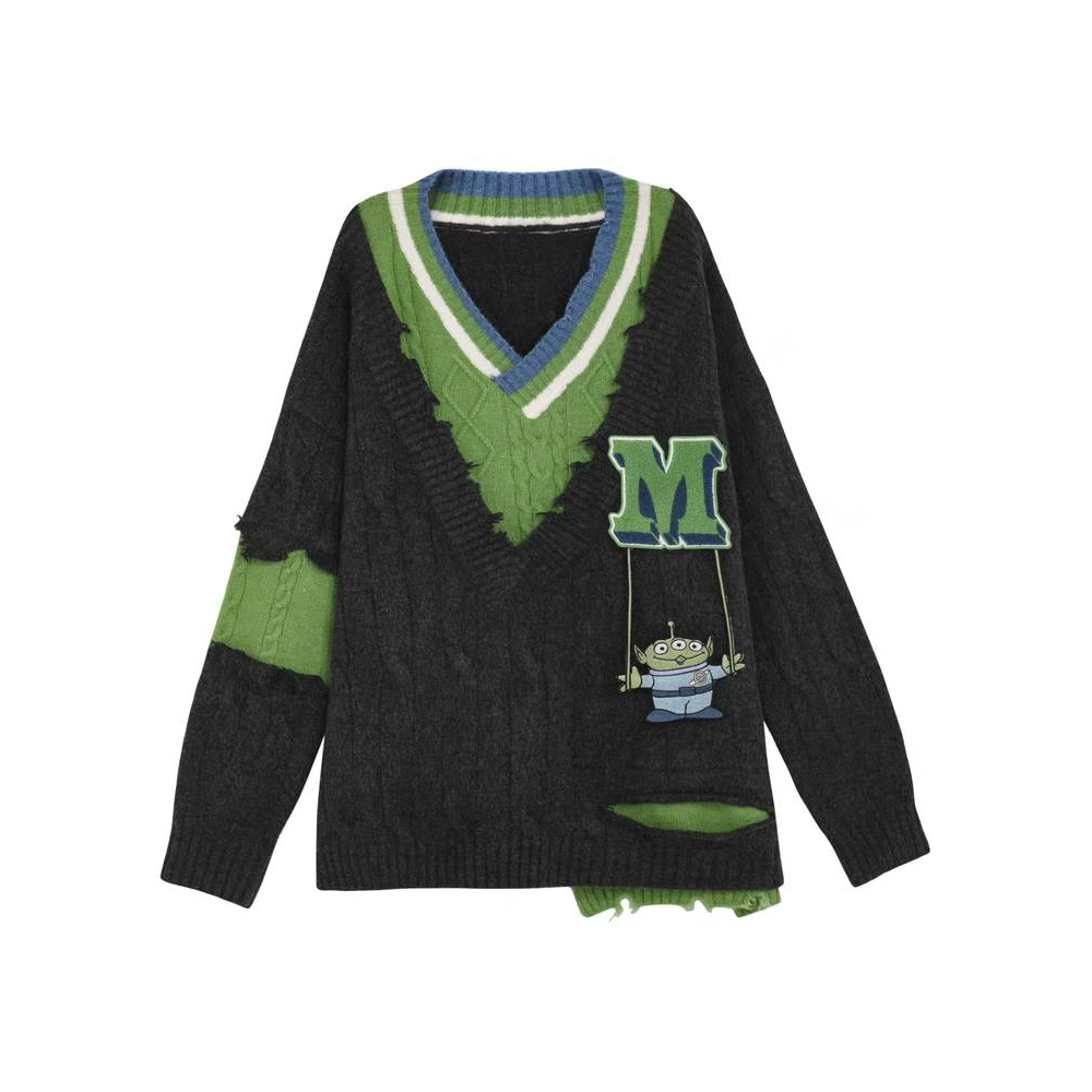 Snbl x Toy Story เสื้อสเวตเตอร์แขนยาว สีดำเขียว เอเลี่ยน Alien ทอยสตอรี