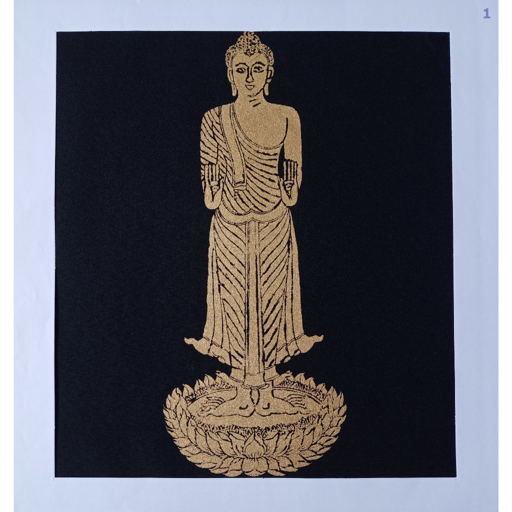 ภาพพิมพ์ศิลปะไทยงดงามบนผ้า-no-6-พุทธศิลป์แห่งความสงบสุข-exquisite-thai-art-prints-on-cloth-peaceful-buddha-art