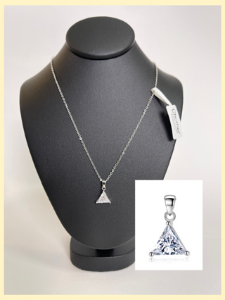 🇹🇭พร้อมส่ง📌CD023 สร้อยคอจี้ triangle Diamond เงิน92.5%ครบเซ็ตChomel(แบรนด์สิงคโปร์)