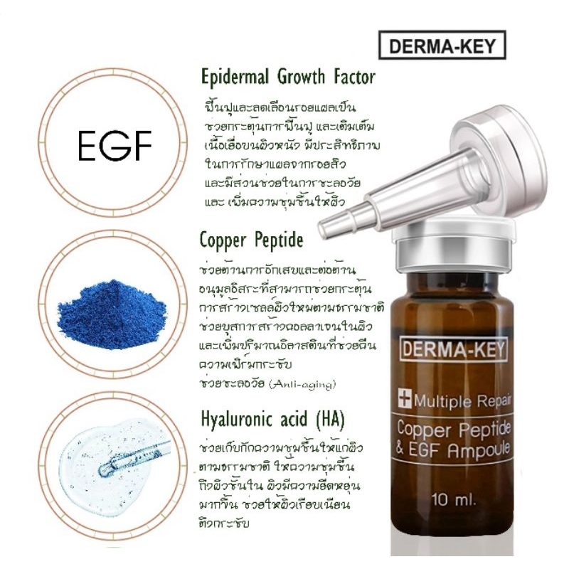 เซรั่มทาบำรุงผิว ฟื้นฟูหลุมสิว Derma-key Copper Peptide &Egf Ampoule ...