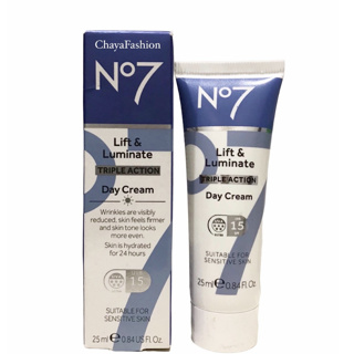 *SALE* No7 นัมเบอร์เซเว่น ลิฟท์ แอนด์ ลูมิเนท ทริปเปิ้ล แอคชั่น เดย์ ครีม SPF15 25มล. Exp31/03/24