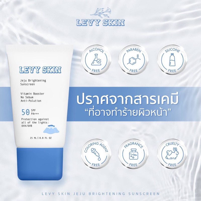 ครีมกันแดดlevy-กันแดดน้ำแร่เชจู-พฤกษาคลีนิค-เลอวี่-levy-skin-jeju-brightening-sunscreen-เนื้อสีขาว-ปกป้องพร้อมบำรุง