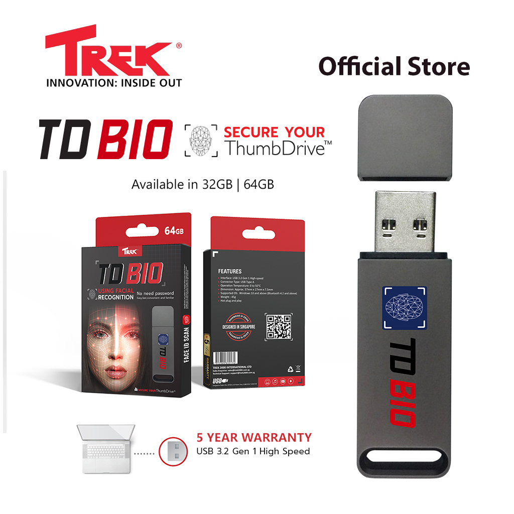 TREK Thumb drive BIO แฟลชไดร์ฟ ปลดล๊อกด้วยใบหน้า High-speed USB 3.2 ...