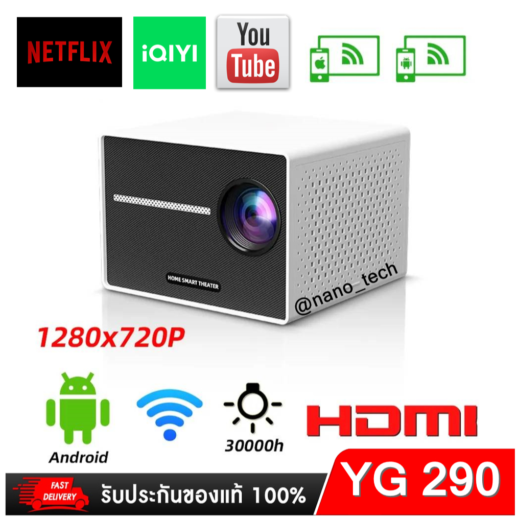 New YG290 Portable Mini Projector Built-in Android System 1280X720P ...