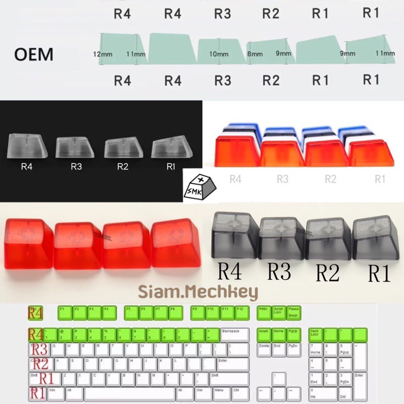พร้อมส่ง ของแท้ คีย์แคป เปล่า ใส ABS คุณภาพดี OEM profile R1 R2 R3 R4 ...