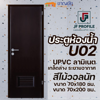 [🔥ส่งฟรี] JF - U02 เกล็ดล่าง ประตู UPVC ลามิเนต ลายไม้วอลนัท ประตูภายใน ขนาด  70x180 และ 70x200 ซม (ไม่เจาะ)