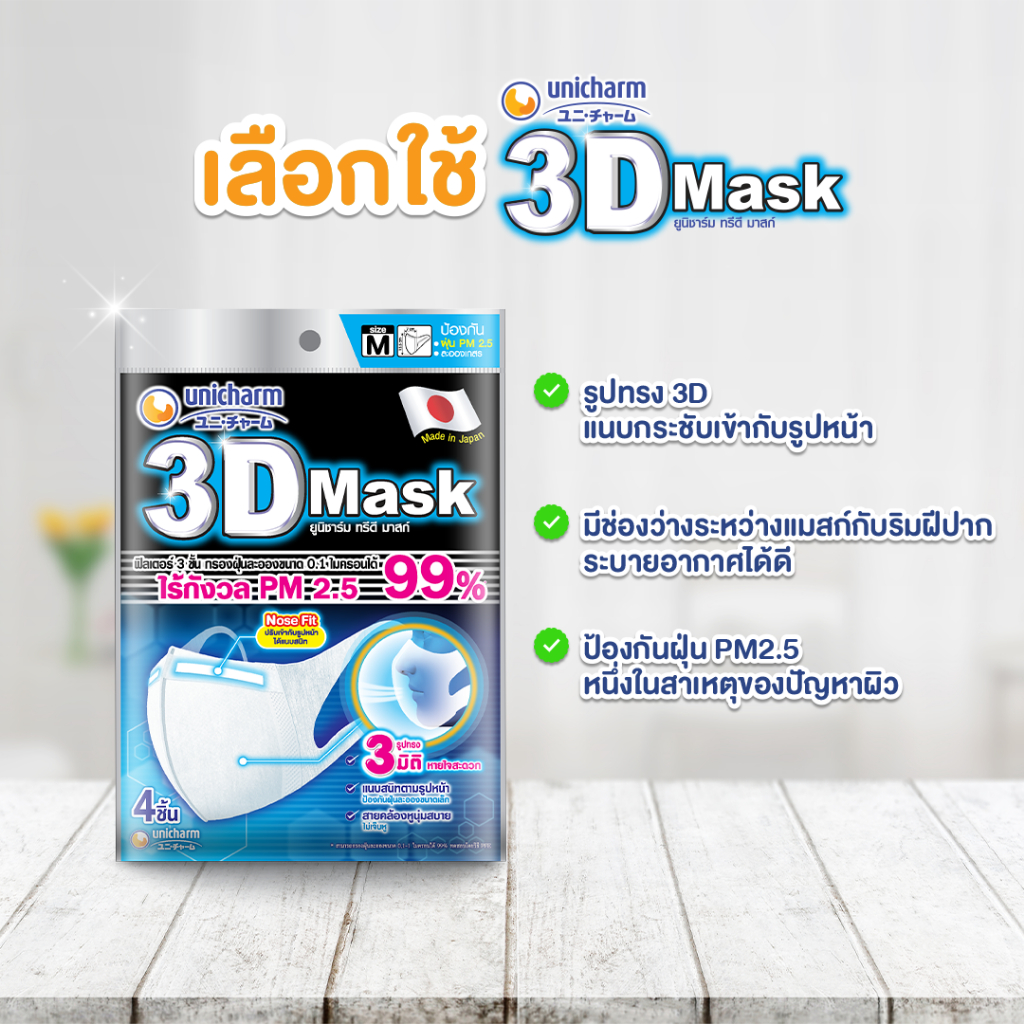 unicharm-3d-mask-สำหรับผู้ใหญ่-ซอง4ชิ้น-หน้ากากอนามัย-3d-สำหรับผู้ใหญ่-ป้องกันฝุ่น-pm-2-5