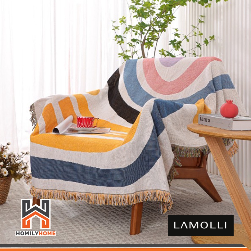 รูปภาพสินค้าแรกของLamolli พรมโบฮีเมียน ผ้าคลุมโซฟา ที่คลุมโซฟา 90x90 90x150 130x180 180x230 cm ผ้าปูแคมป์ปิ้ง พรมวินเทจ
