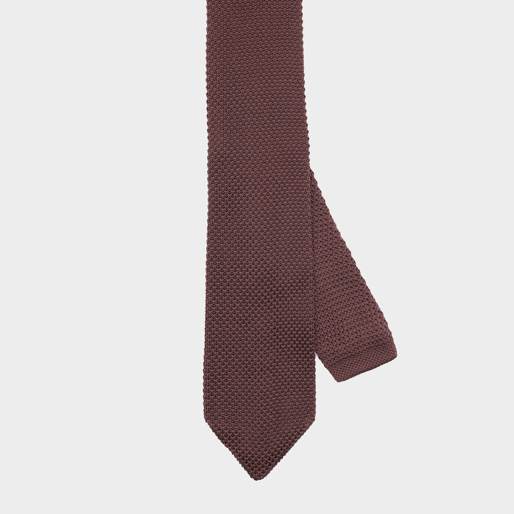 brown-knit-necktie-เนคไทสีน้ำตาลลายถัก