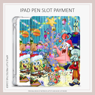 SpongeBob SquarePants เคสไอเเพด mini6 air1/2/3/4/5 เคส iPad 10.2 gen7 8 9 gen10 case iPad pro11 2022 พร้อมถาดใส่ปากกา