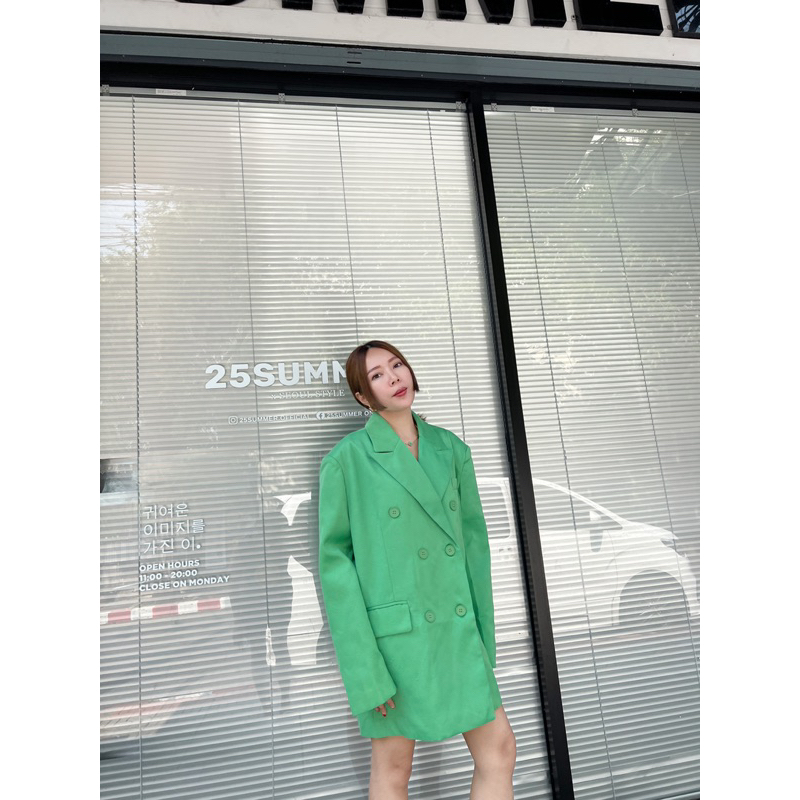 b21-open-oversized-blazer-เบลเซอร์-open-สีเขียว