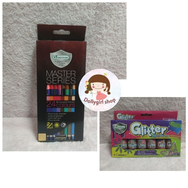 เครื่องเขียน-master-art-ชุดสีเทมพาร่า-สีกลิตเตอร์-glitter-สีไม้-24-สี