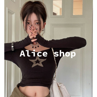 Alice  สไตล์เกาหลีเทรนด์แฟชั่น y2k แขนยาวเสื้อยืดผู้หญิง 2023 ล่าสุดสบาย ๆ  รุ่นใหม่ สวยงาม Comfortable ins A29J01H 36Z230909