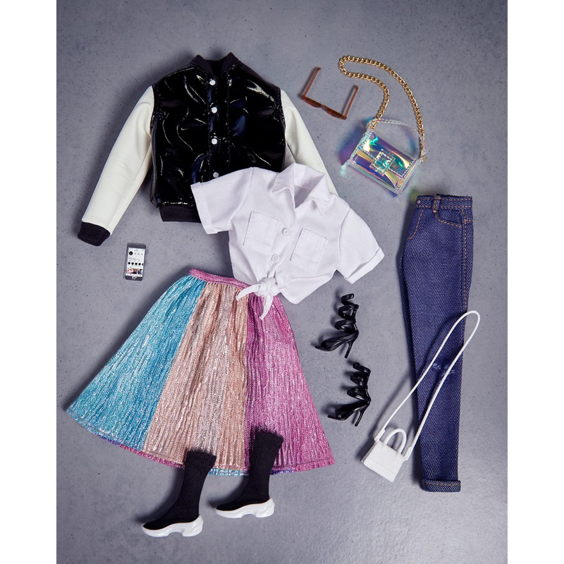 barbie-signature-barbiestyle-fully-posable-fashion-doll-brunette-with-2-tops-skirt-jeans-jacket-2-pairs-of-shoes