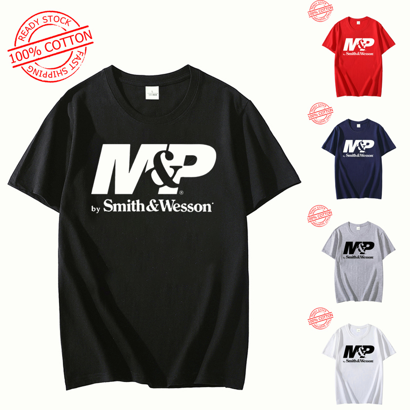 เสื้อยืดแขนสั้น-ผ้าฝ้ายผสม-ลาย-smith-and-wesson-แฟชั่นฤดูร้อน-สําหรับผู้ชาย