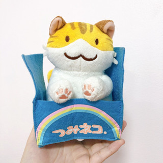 🛒 ตุ๊กตาแมว Tsumineko Tower Cat  Plush Furyu  Stuffed Toy Doll Japan ท่านั่งในกล่อง สีฟ้า หายาก งานสะสม 🇯🇵