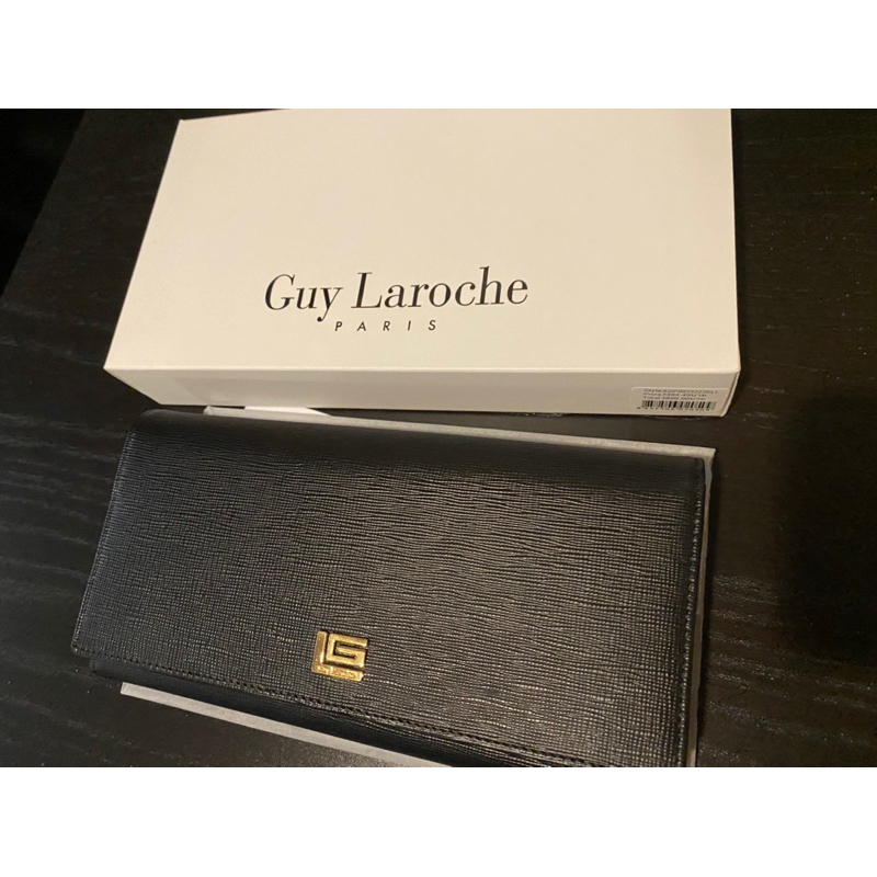 พร้อมส่ง-กระเป๋าguy-laroche-กระเป๋าธนบัตรทรงยาว-2-พับ-รุ่น-suberban-สีดำ