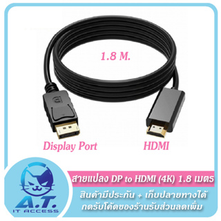 สายแปลง Display Port to HDMI Cable 4K 2K ยาว 1.8M. Display Port to HDMI Adapter