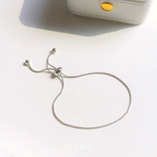 earika.earrings - simple stripe bracelet สร้อยข้อมือลายเรียบแบบรูดเงินแท้ ปรับขนาดได้ เหมาะสำหรับคนแพ้ง่าย