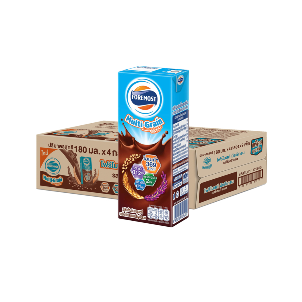 ภาพหน้าปกสินค้าโฟร์โมสต์ มัลติเกรน รสช็อกโกแลต 180มล (36กล่อง/ลัง) Foremost Chocolate Multigrain Milk 180ml (นมกล่องUHT) จากร้าน foremost_official_shop บน Shopee