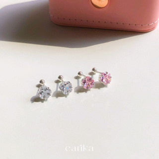 earika.earrings - crystal blossom piercing จิวหูเงินแท้จี้ดอกไม้เพชร(ราคาต่อชิ้น)(มีให้เลือก 2 สี) เหมาะสำหรับผิวแพ้ง่าย