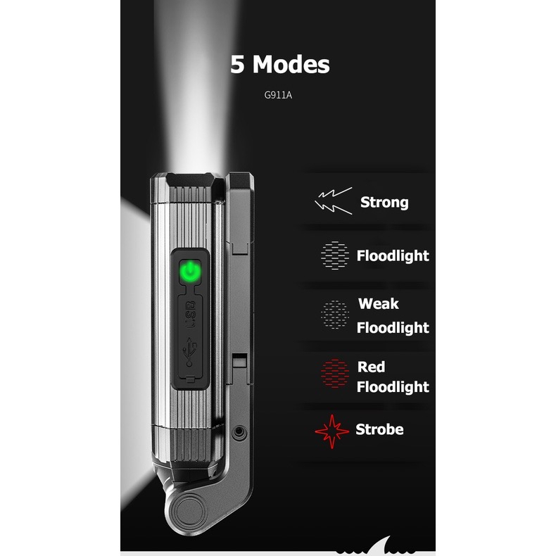 smilingshark-g911-cob-usb-มัลติฟังก์ชั่นไฟฉายทำงานแบบชาร์จไฟได้แบบพกพาไฟฉายแม่เหล็กไฟฉายสำหรับตั้งแคมป์เดินป่าซ่อมรถ