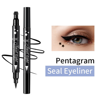 Q623 QIC  DOUBLE EYELINER PENCIL 2 IN 1 อายไลเนอร์ 2 หัว แสตมป์ ดาว หัวใจ พระจันทร์ ดอกไม้