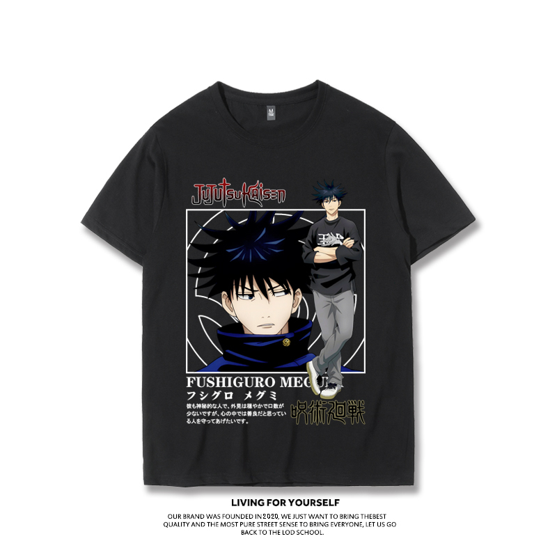 jujutsu-kaisen-เสื้อยืดอะนิเมะสองมิติเทรนด์ญี่ปุ่น-fushiguro-megumi-แขนสั้นผู้ชาย