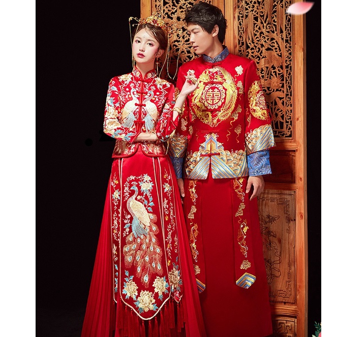 ใหม่-ชุดแต่งงานเจ้าสาว-ชุดแต่งงานสไตล์จีน-ชุดแต่งงานขนาดใหญ่สำหรับหญิงตั้งครรภ์