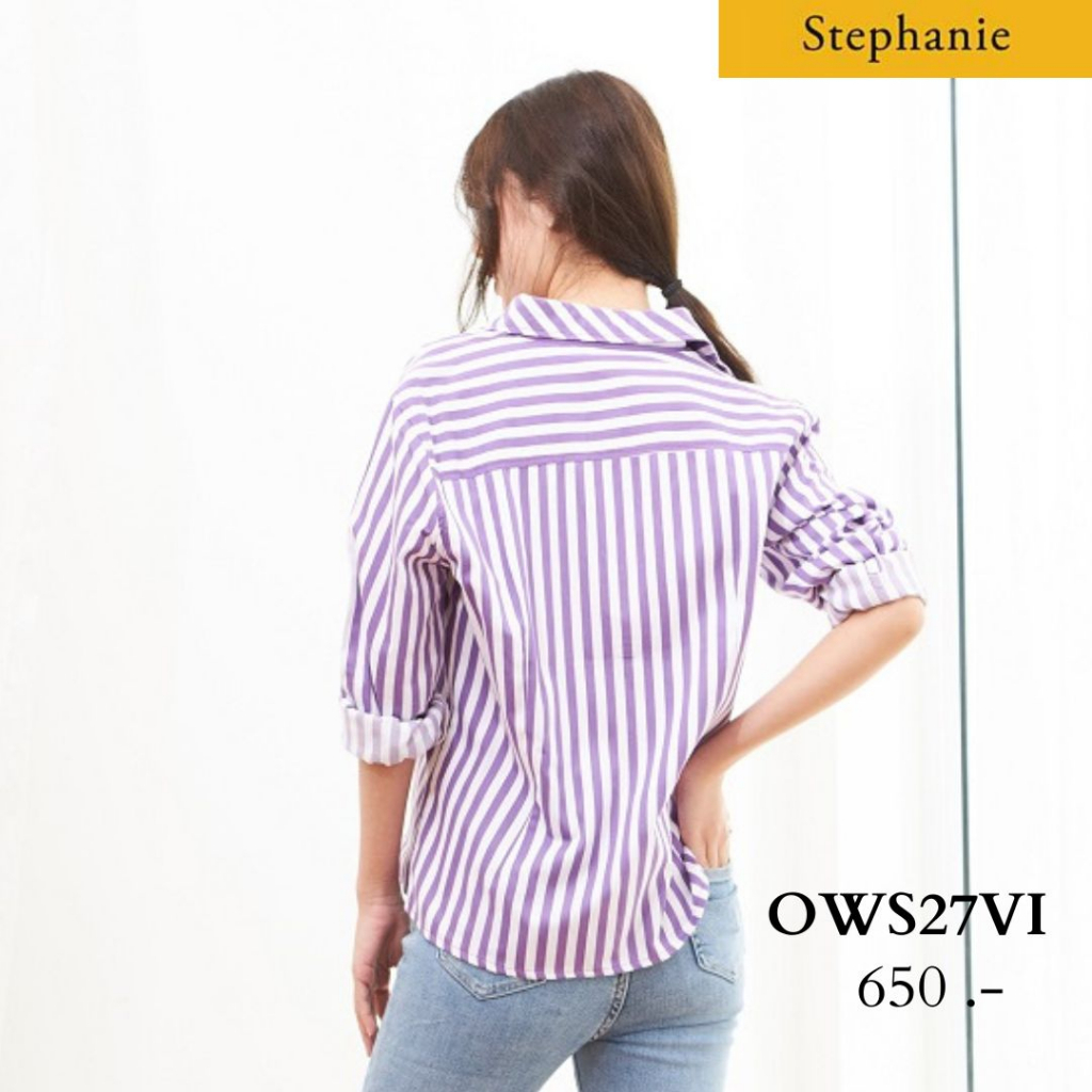 gsp-stephanie-เสื้อมีปก-แขนยาว-ลายทางสีม่วง-ows27vi