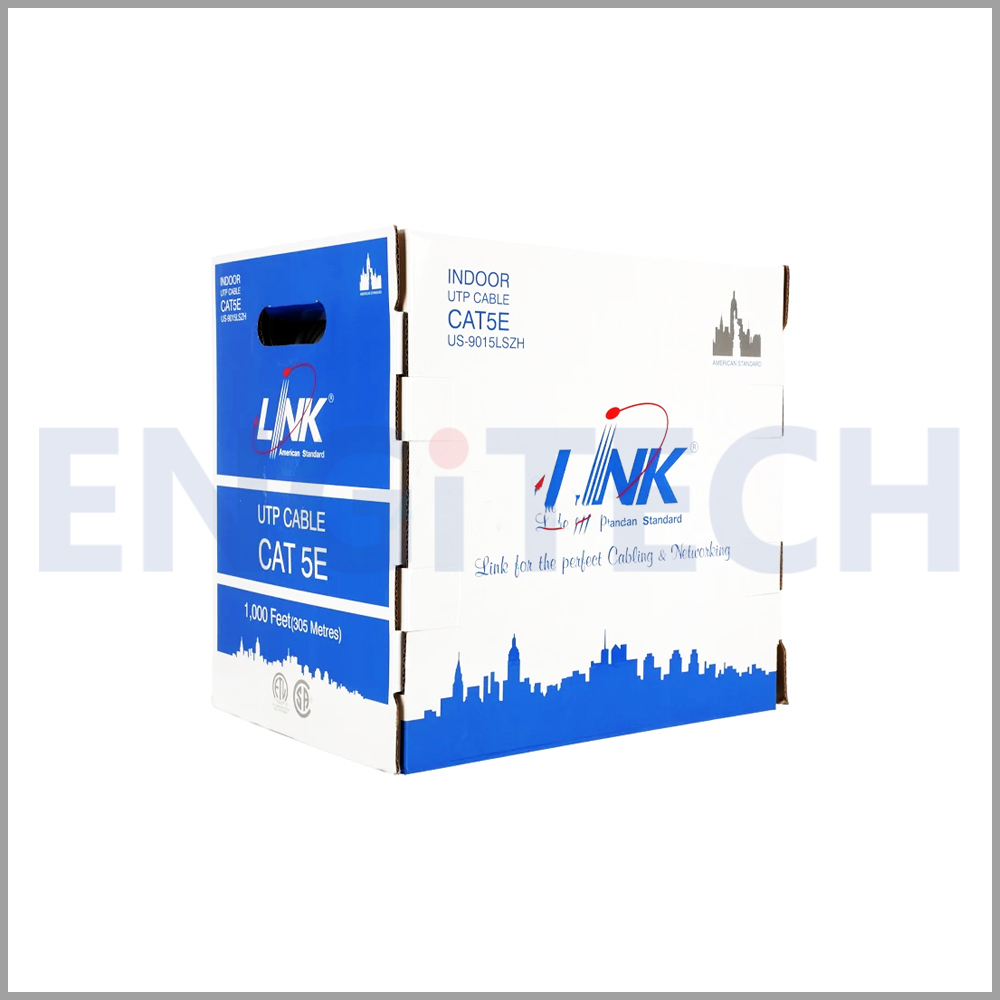link-us-9015lszh-cat5e-indoor-utp-enhanced-cable-bandwidth-350mhz-lszh-white-color-305-m-pull-box-สายเคเบิล