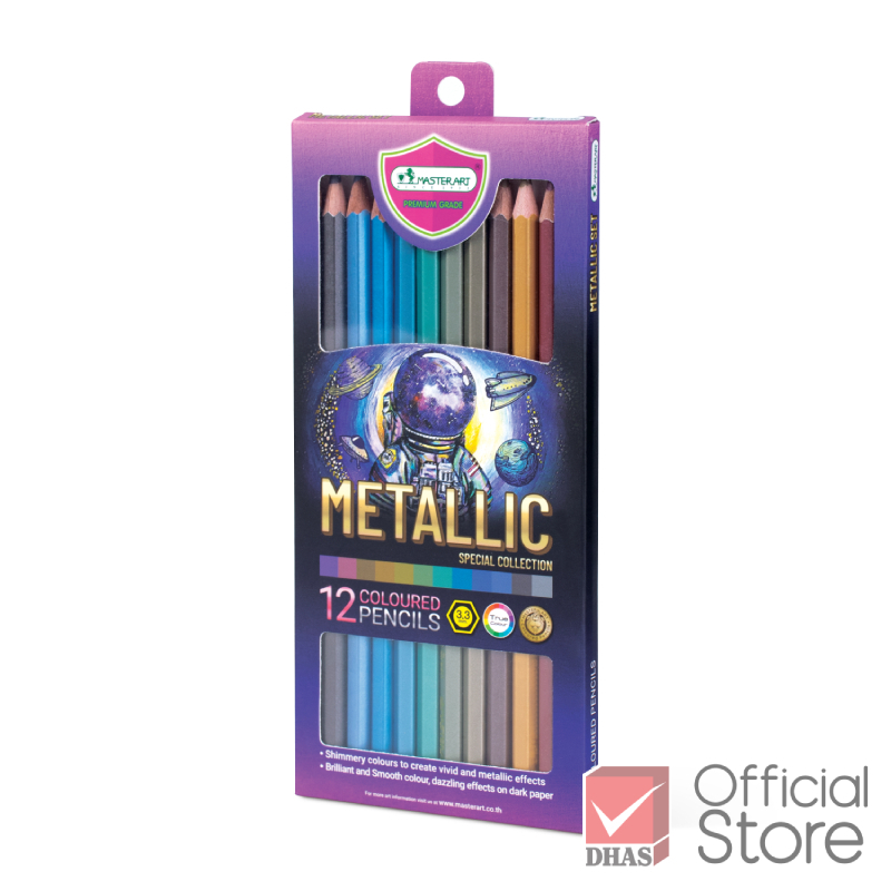 master-art-สีไม้-ดินสอสีไม้-แท่งยาว-metallic-set-12-สี-จำนวน-1-กล่อง