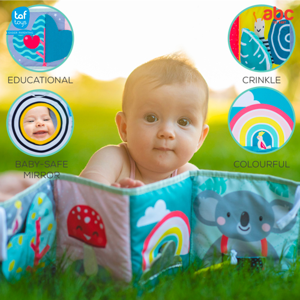 taf-toys-หนังสือกิจกรรม-มาพร้อมกระจกสำหรับทารก-koala-clip-on-pram-book-ของเล่นเสริมพัฒนาการ-0-เดือน-ขึ้นไป