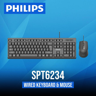 คีย์บอร์ด พร้อม เมาส์ Philips SPT 6234 BK