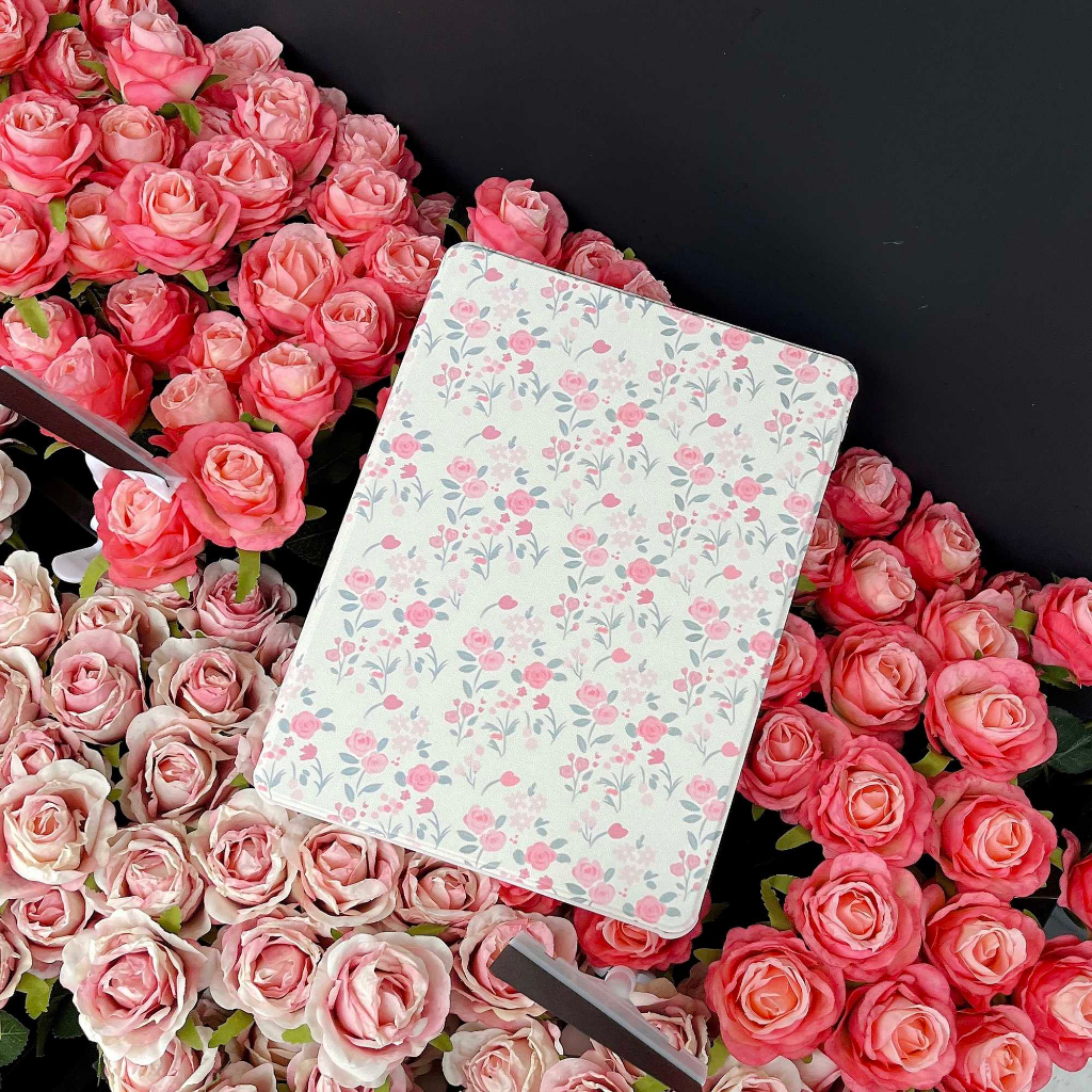 24-ชั่วโมงเคส-เคสipadหมุน-360-air5-gen9-floral-rose-ช่องใส่ปากกาขวา-acrylic-เคส-ipad-pro-11-2021-gen10-air4-air3-gen8