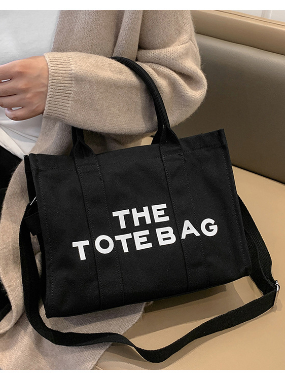 the-tote-bag-กระเป๋าถือผ้าแคนวาส-พร้อมสายสะพายยาว-ซิปบน-มีซิปด้านใน-สินค้าพร้อมส่งค่ะ