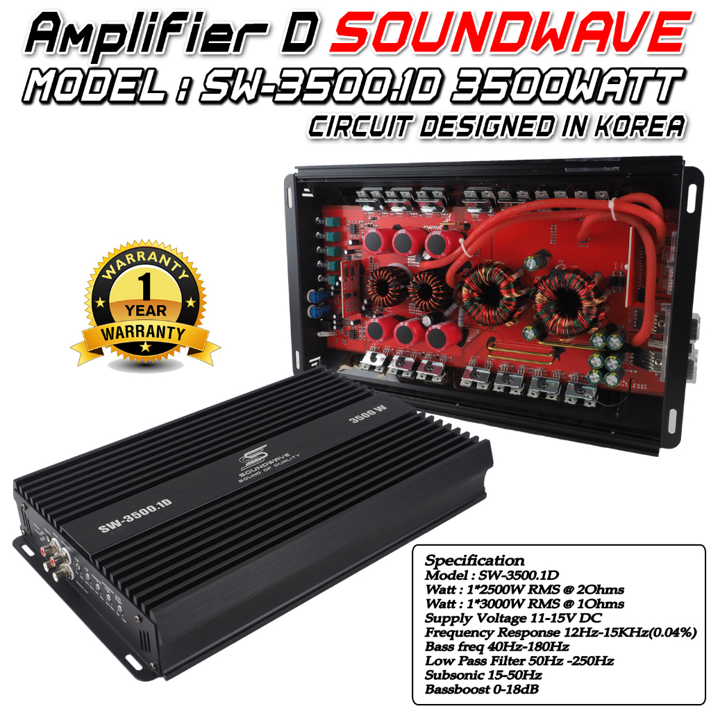 แอมป์รถยนต์-พาวเวอร์แอมป์-เพาเวอร์-d-sw-3500-1d-black-series-3500watt-soundwave-บอร์ดแดง-คัดเกรดอะไหล่