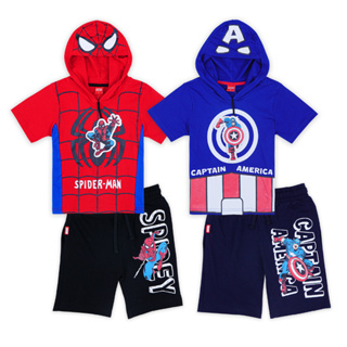 Marvel boy T-shirt and Shorts Captain America spider-man - เสื้อยืดและกางเกงเด็กผู้ชายมาร์เวล กับตันอเมริกา และสไปเดอร์แมน เด็ก1-7ปี สินค้าลิขสิทธ์แท้ 100% Official Licensed - Characters Studio